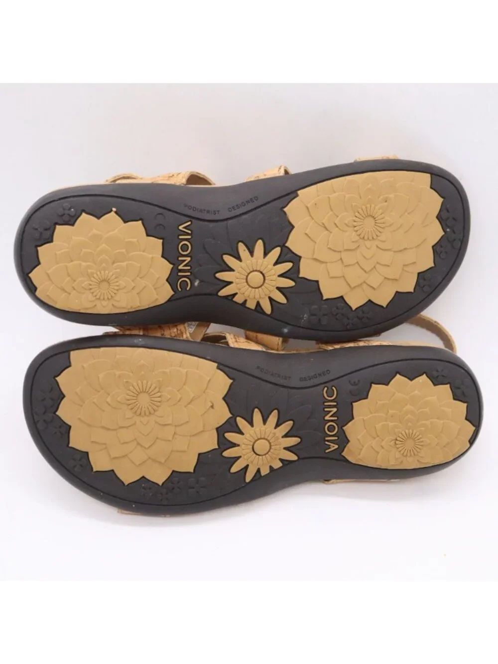 Vionic Sandals Amber Cork Strappy Women's Sz 6 Tan Comfort Orthotic Casual